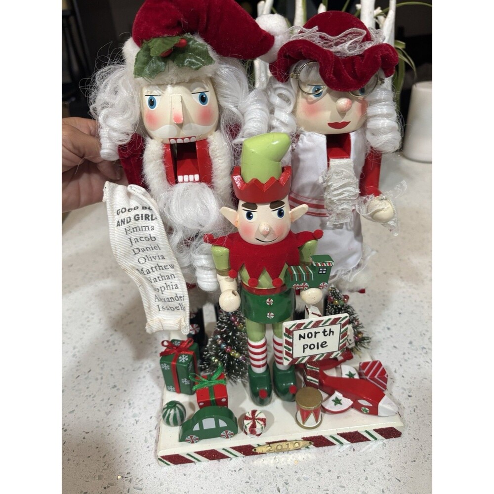 Pier 1 Imports Christmas Ornament Nutcracker Mr Mrs Claus Elf 2010 Collection